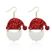 (1 394)christmas Santa Claus christmas leather sequin splice earrings earring occidental style
