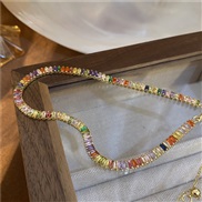 ( Color necklace)occidental style personality color zircon short style chain bracelet fashion temperament clavicle chai