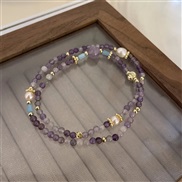 (purple Bracelet)retro ethnic style flower color Double circle bracelet womanins sweet fresh super