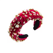 ( rose Red) Headband occidental style velvet Cloth Headband personality Starry colorful diamond Headband retro