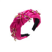 ( rose Red)occidental style fashion temperament Headband woman retro shine bow pendant Headband textured width