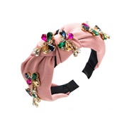 ( Pink)occidental style fashion temperament Headband woman retro shine bow pendant Headband textured width