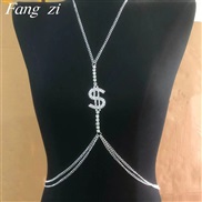 ( Silver)occidental style fashion trend super Rhinestone chain  chain womanbody chain