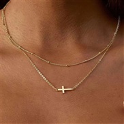 (58655 1) occidental style brief samllins wind necklace Double layer lady cross clavicle chain
