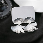 (E59 6)occidental style exaggerating personality silver earrings  brief temperament Leaf Earring samll earring