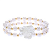 (KC Golden white  DZ 15 length  ) flower Pearl bracelet womanins samll retro Double layer flowers bracelet gift