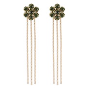 (gold +green )E occidental style retro exaggerating fully-jewelled snowflake ear stud  temperament elegant flowers tass