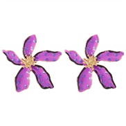 (purple) elegant multicolor flowers necklace  retro wind velvet enamel temperament chain
