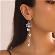 (EZ4894baik)E occidental style woman tassel long style earrings sector butterfly Pearl fashion chain ear stud woman