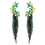 ( green)UR long style retro super flower tassel ear stud woman personality brief Bohemian style earrings