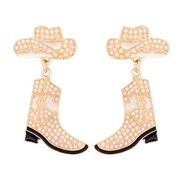 (57319 WH)occidental style Earring exaggerating creative embed Pearl earrings personality temperament High-heeled shoes