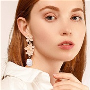 (57321 GD)occidental styleins wind temperament elegant woman earrings flowers tassel earrings