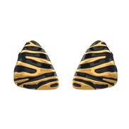 ( black)ins wind enamel earrings occidental style Earring girl student samll triangle Alloy Stripe ear stud