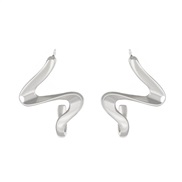 ( White K  7414) geometry Irregular earrings creative Alloy snake Word ear stud occidental style Earring