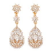 (57332 WH)occidental style fashion drop Alloy embed colorful diamond retro temperament exaggerating earrings woman tren