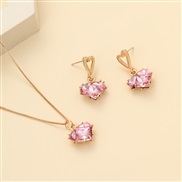 (57225 1HB) love necklace earrings set Peach heart bride necklace earrings set occidental style