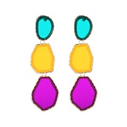 ( Color)occidental style exaggerating earrings woman multilayer Alloy embed resin geometry earring brief fashion all-Pu