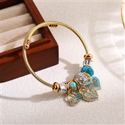 ( blue) more fashion all-Purpose diamond bangle stainless steel love pendant lovers bangle