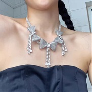 ( necklace)samll high flash diamond bow tassel necklace banquet clavicle chain woman