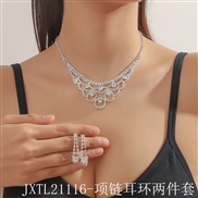 (JXTL21116  necklace+ Two piece suit) occidental style fully-jewelled Rhinestone necklace earrings clavicle chain earri