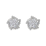 ( Silver)bronze embed zircon earrings flowers ear stud occidental style banquet super Earring brideearrings