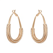 ( Gold)bronze earrings occidental style fully-jewelled Earring woman geometry embed Rhinestone occidental style brideea