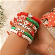 ( Mixed color 4365)occidental style  christmas Word color bracelet set  creative Santa Claus gift Word
