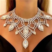 ( white)occidental style exaggerating Rhinestone necklace  fashion personality luxurious multilayer drop necklace brill