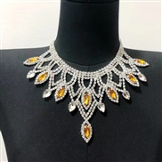( yellow)occidental style exaggerating Rhinestone necklace  fashion personality luxurious multilayer drop necklace bril