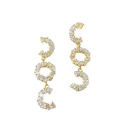 ( Gold)super colorful diamond occidental style earrings woman fully-jewelled Earring exaggerating Word Round long style