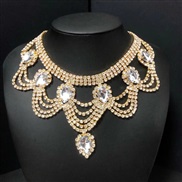 ( Gold) Bohemia exaggerating chain occidental style fashion luxurious Rhinestone crystal necklace fitting gem woman sty