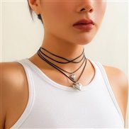 ( 1  White K 4323)occidental style black rope samll love punk personality retro Collar velvet necklace