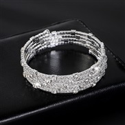 (5 Silver)occidental style bride fully-jewelled multilayer elasticity bracelet more row opening twining claw diamond ba