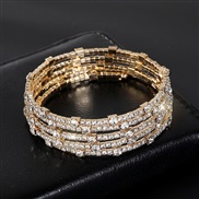 (3 Rose Gold)occidental style bride fully-jewelled multilayer elasticity bracelet more row opening twining claw diamond