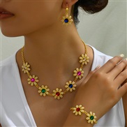 occidental style fashion gold sweetOL flowers temperament lady necklace earrings lady set
