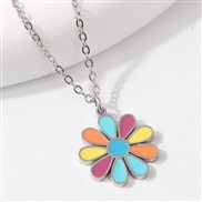 fashion sweetOL concise sweet flowers stainless steel personality lady necklace