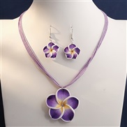 1 fashionOL concise flowers personality lady necklace earrings set