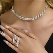 6630 fashionOL concise flash diamond rhombus bride series temperament lady necklace earring bride set