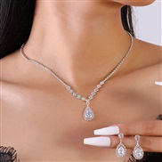 63430 fashionOL concise flash diamond drop bride series temperament lady necklace earring bride set