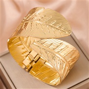 1 fashion Metal concise leaves opening temperament bangle