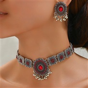 1 fashion retro flash diamond accessories temperament exaggerating necklace earring set