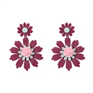 (purple) occidental style sun flower all-Purpose trend fashion leisure earrings Earring