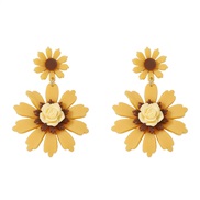 ( yellow) occidental style sun flower all-Purpose trend fashion leisure earrings Earring