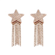 (White Diamond ) style fashion more colorful diamond chain tassel lady fashion creative Five-pointed star earrings