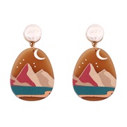 ( Color)leisure fashion style day Acrylic print lady pendant creative temperament earrings