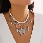 ( 3  White K 4549)occidental style beads samllyk butterfly wind more necklace