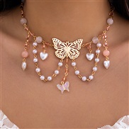 ( 9  Gold 6131)occidental style beads samllyk butterfly wind more necklace