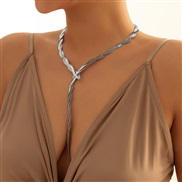 ( 4  White K 5599)occidental style  brief long style snake chain chain  wind chain tassel necklace