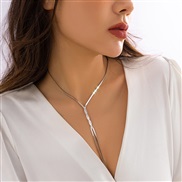 (16  White K 5638)occidental style  brief long style snake chain chain  wind chain tassel necklace