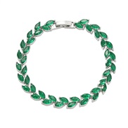 ( green)bronze embed zircon bracelet woman colorful diamond leaves chain fashion lovers occidental style